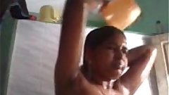 Indian girl taking self video when bathing